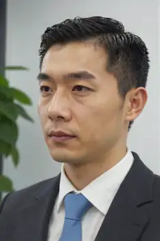 Middle-aged Asian man in formal attire with serious expression business