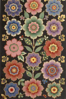 Floral Design on Black Background symmetrical