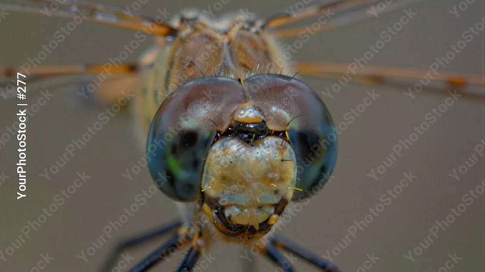 Close-up of Dragonfly Head with Large Round Eyes