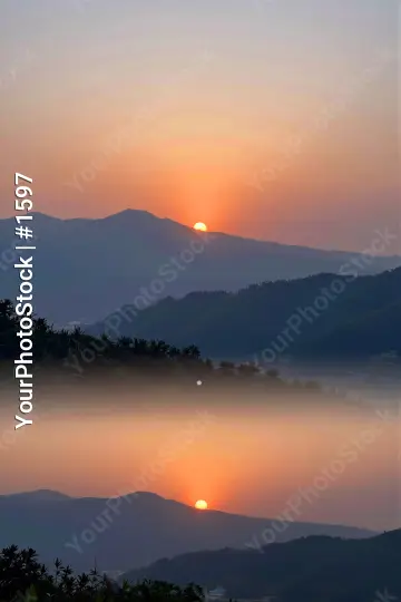 Mountain Range Sunrise Landscape orange pink sky