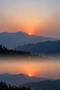 Mountain Range Sunrise Landscape orange pink sky