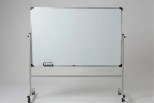 Whiteboard on Metal Frame for Meetings wheels