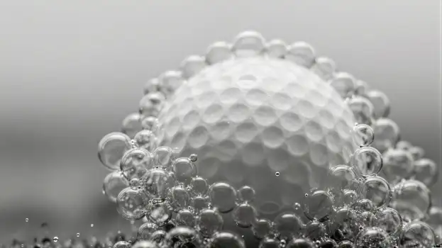 Golf Ball Surrounded by Bubbles (Black & White)
