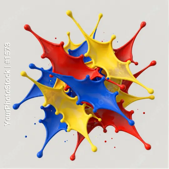 Colorful Chaotic Splashes 3d rendering vibrant colors