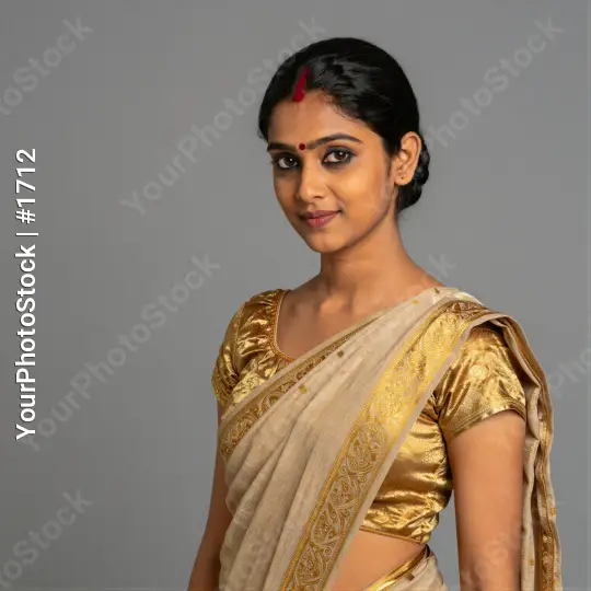 Young Indian Woman in Traditional Saree Smiling