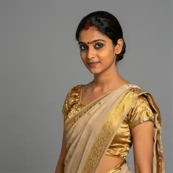 Young Indian Woman in Traditional Saree Smiling