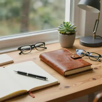 Home Office Desk Setup with Succulent Plant glasses