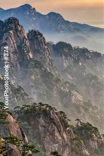 Mountain Range at Sunset landscape greenery trees