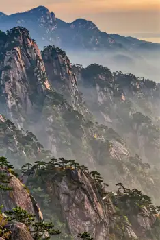 Mountain Range at Sunset landscape greenery trees
