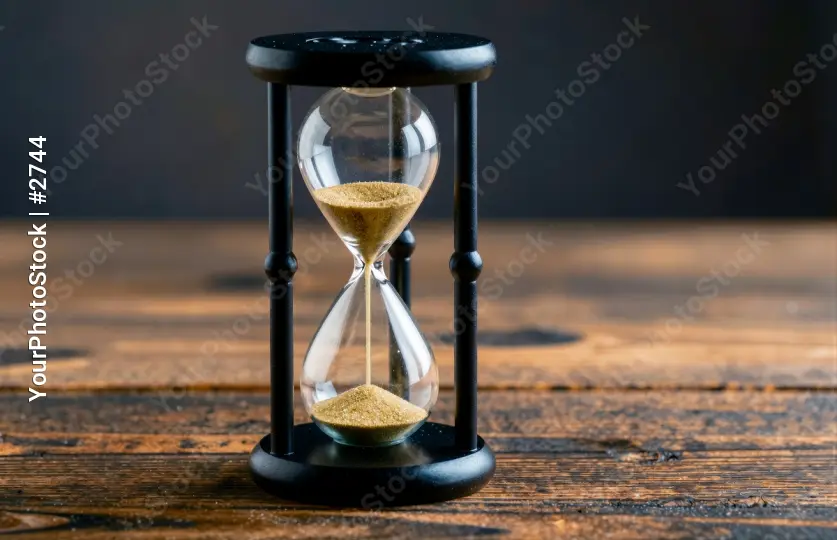 Sand Hourglass on Table time