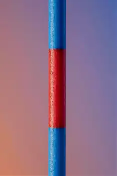 Abstract Blue Metal Pole with Red Stripe gradient background