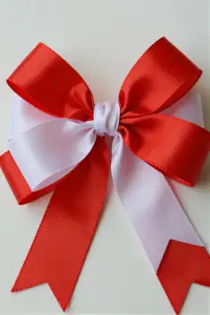 Red and White Ribbon Bow fashion craft knot satin gift