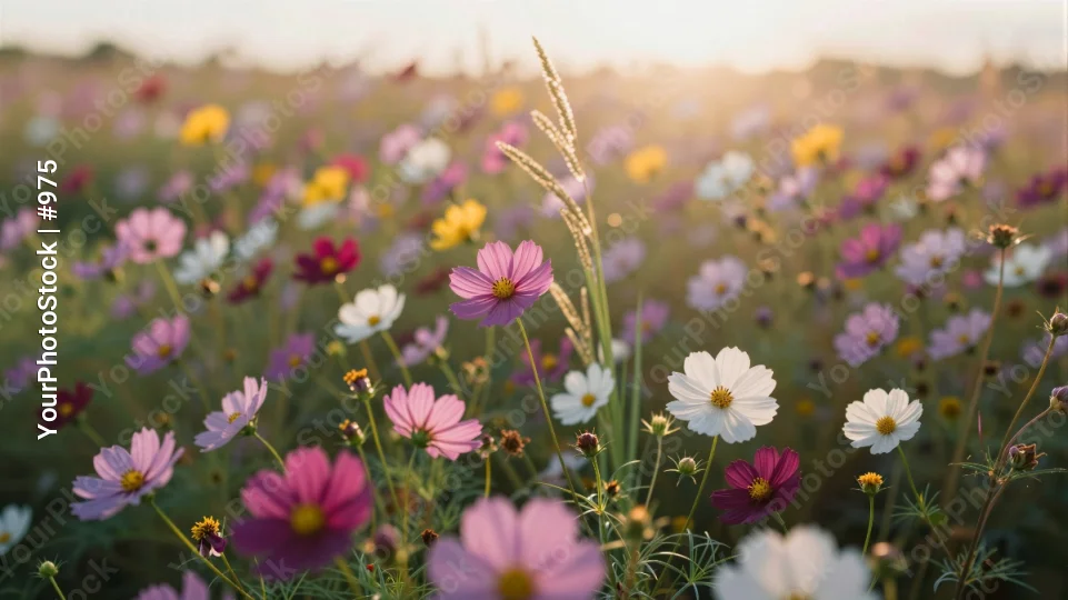 Colorful Flowers at Sunset vibrant pink purple