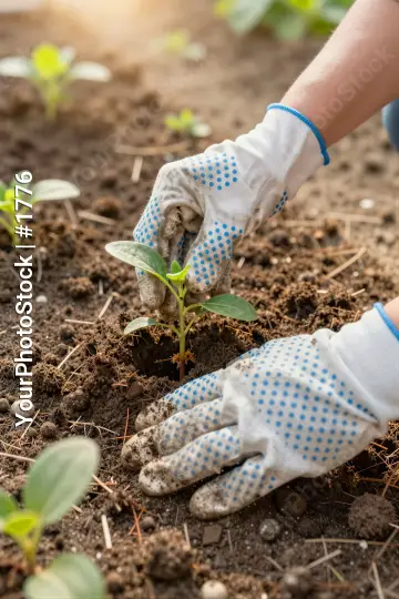 Planting a Small Plant with White Gloves polka dots growth