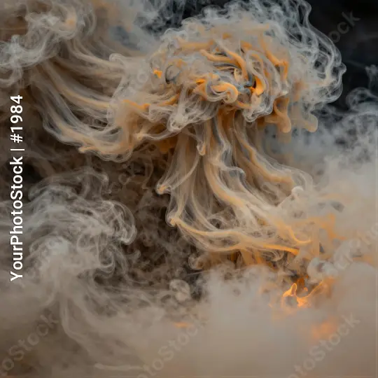 White Smoke Cloud with Orange Flare fluffy yellow