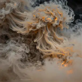 White Smoke Cloud with Orange Flare fluffy yellow