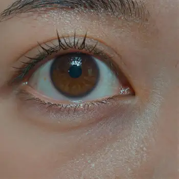 Close-up of deep brown eye with blue center iris