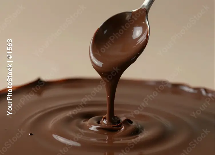 Silver Spoon Full of Melted Chocolate Dripping in Water