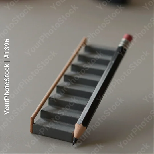 Black Pencil with Red Eraser on Desk wooden stick startup growth success