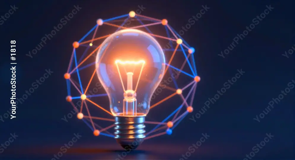 Futuristic Light Bulb with Glowing Orange Light idea startup