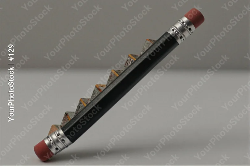 Black Pencil with Red Eraser on White Surface for Growth Startup