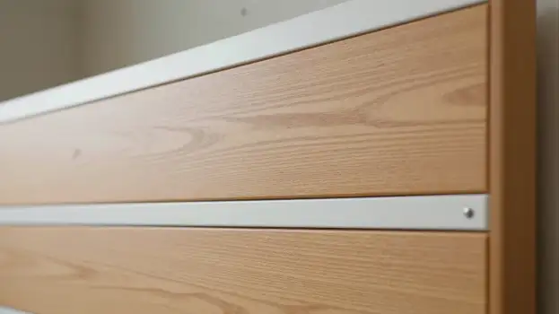 Wooden Drawer with Metal Strip close-up smooth finish