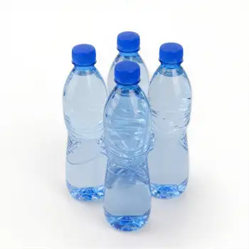 4 Bottles of Water Arranged on White Background