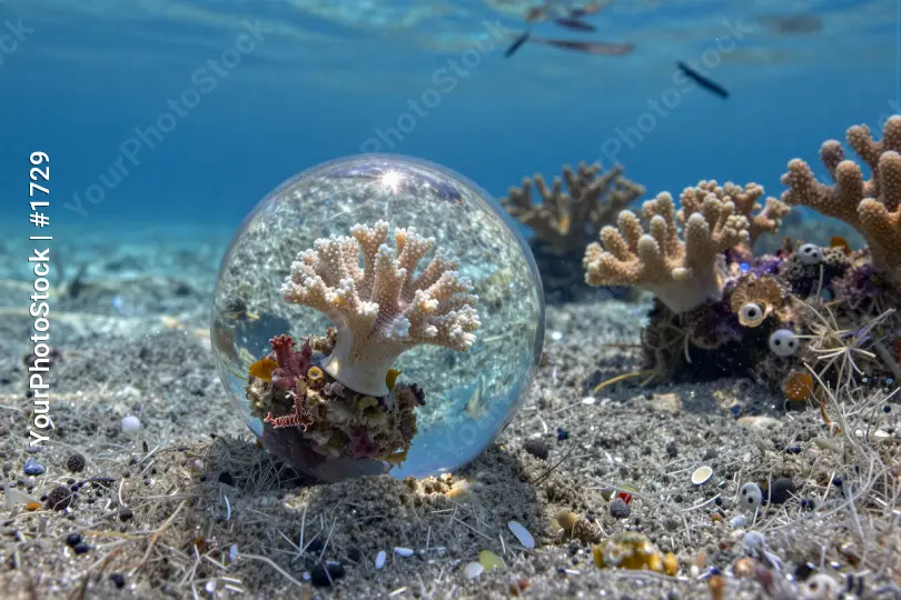 Underwater Coral Reef with Floating Object mysterious