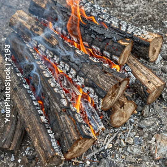 Campfire Flames Burning Brightly wooden logs bright orange
