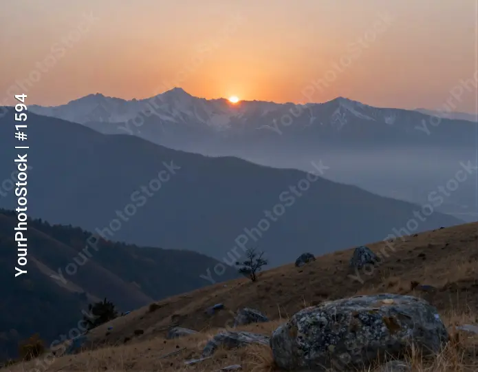 Mountain Range at Sunrise landscape orange sky