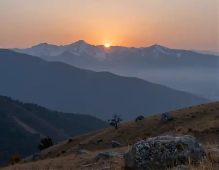 Mountain Range at Sunrise landscape orange sky