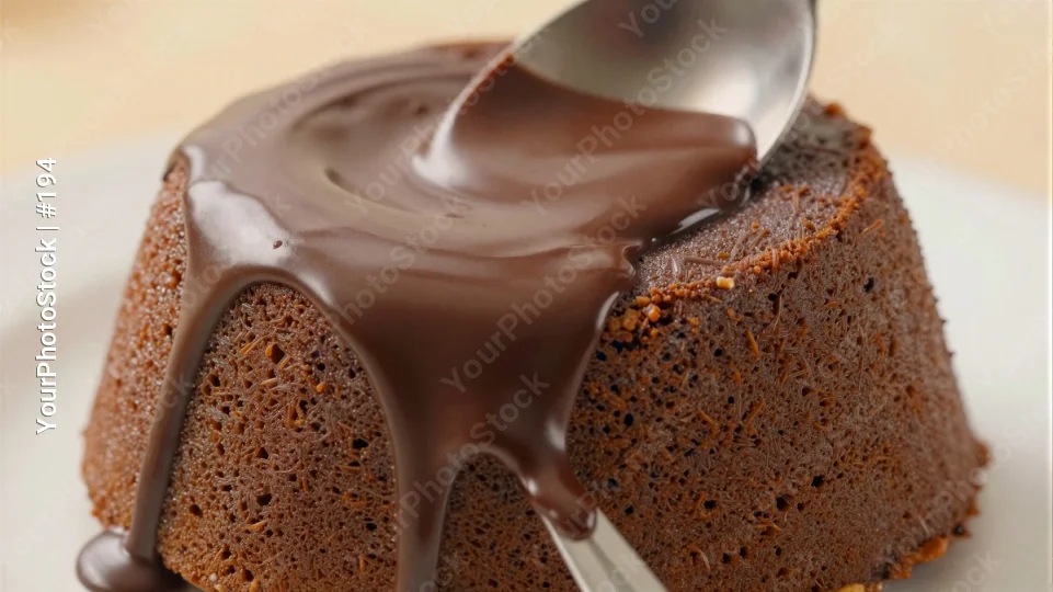 Chocolate Cake Slice with Dripping Chocolate Sauce