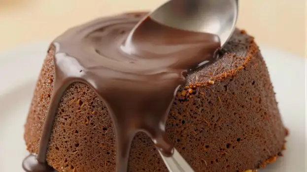 Chocolate Cake Slice with Dripping Chocolate Sauce