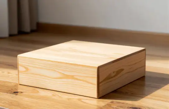 Wooden Box on Floor pedestal product visualization