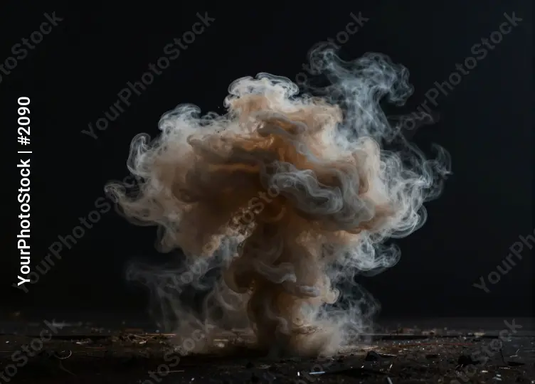 Dramatic White Smoke Cloud on Black Background
