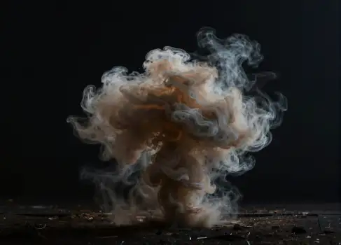 Dramatic White Smoke Cloud on Black Background