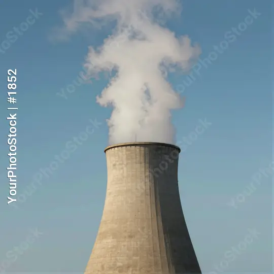 Nuclear Power Plant Cooling Tower with Steam Plume