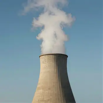 Nuclear Power Plant Cooling Tower with Steam Plume