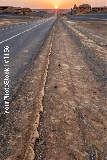 Desert Road at Sunset landscape empty barren hills