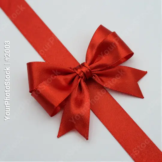Red Ribbon with Large Bow Close-Up shiny satin gift