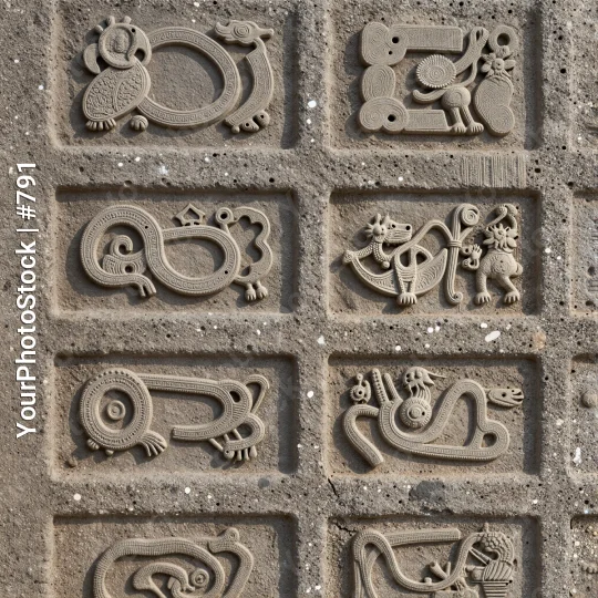 Nine Unique Stone Tiles with Intricate Designs