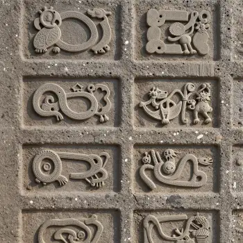 Nine Unique Stone Tiles with Intricate Designs
