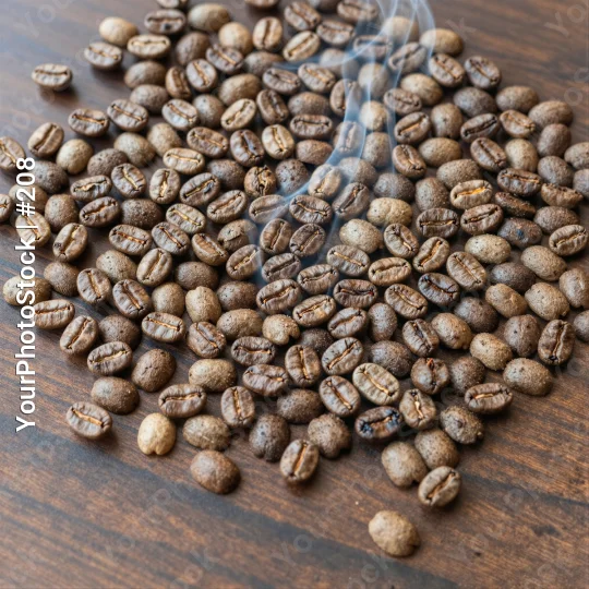 Freshly Roasted Coffee Beans on Wooden Surface
