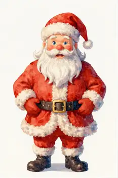Santa Claus Standing Happy White Background digital illustration