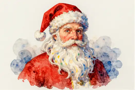 Santa Claus Watercolor Portrait red suit white beard christmas
