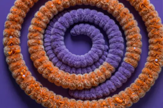 Abstract Spiral Pattern Made of Fuzzy Textile Elements