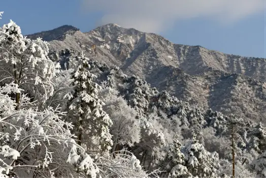 Snowy Mountain Range Landscape winter clear sky