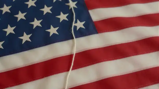 USA American Flag Waving in Wind red white blue ruffled