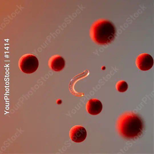 Floating Red Spheres in Surreal Setting scattered