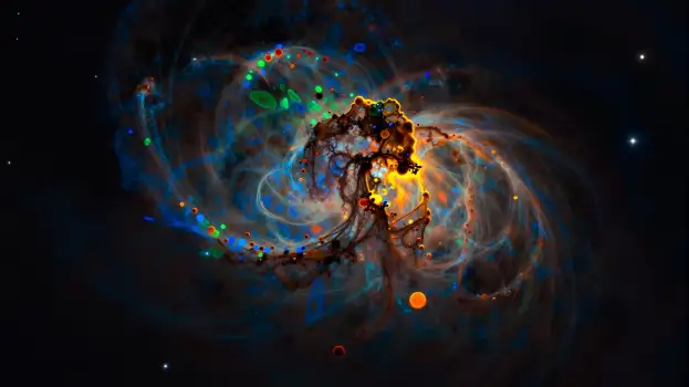 Abstract Digital Art Nebula Starry Night Sky swirling colors